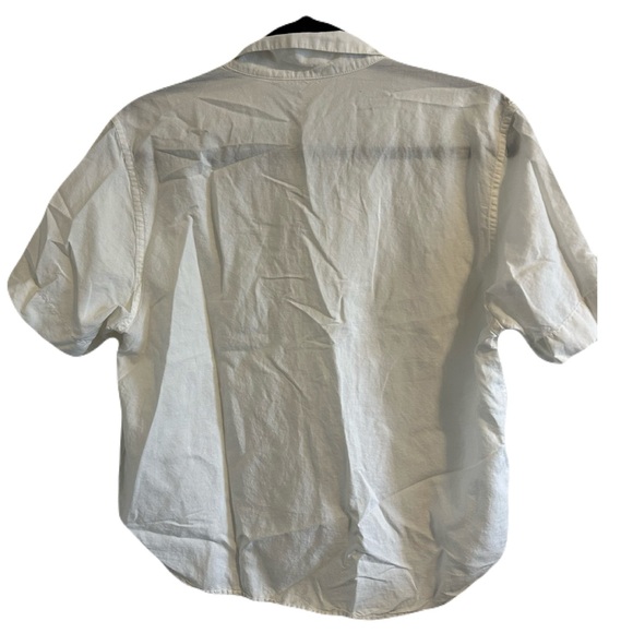 UNIGLO Linen Blend Open Collar Short Sleeve Shirt in Off White Lightweight Airy - Picture 12 of 15